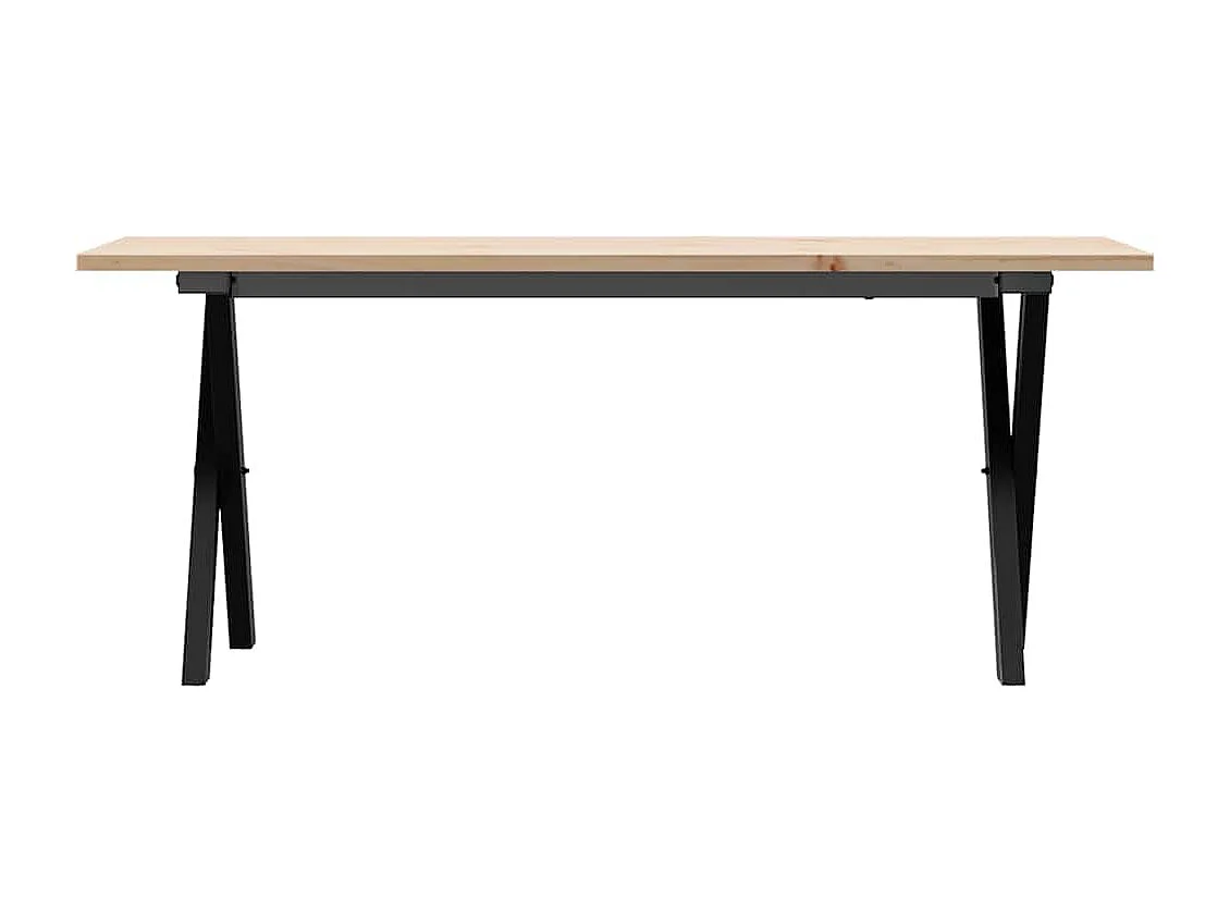 Couchtisch X-Gestell 110x40x45 cm Massivholz Kiefer & Stahl