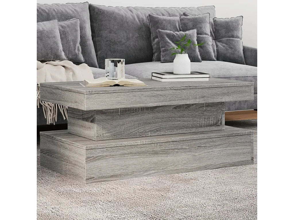 Mesa de centro com luzes LED 90x50x40 cm cinzento sonoma