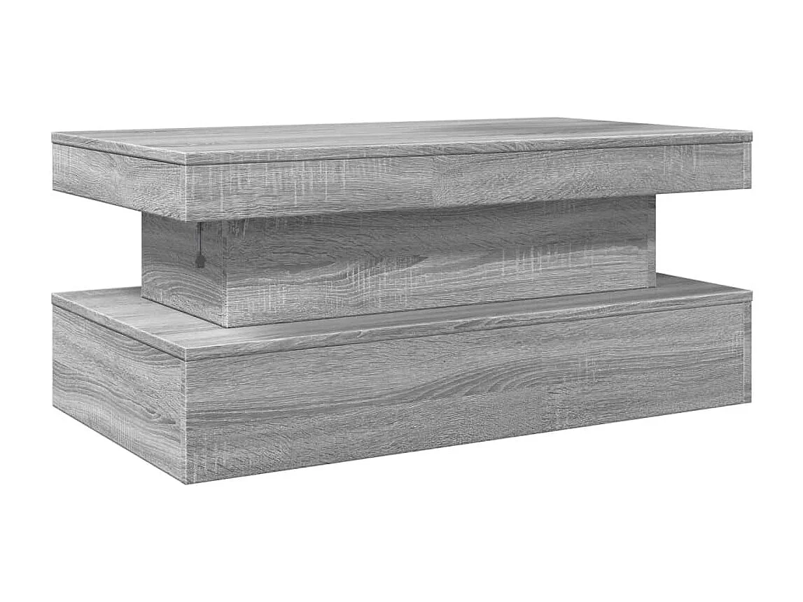 Mesa de centro com luzes LED 90x50x40 cm cinzento sonoma