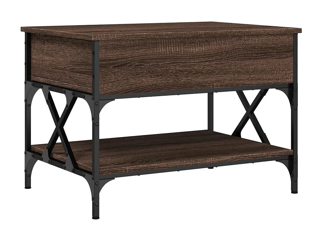 Couchtisch Braun Eichen-Optik 70x50x50 cm Holzwerkstoff Metall