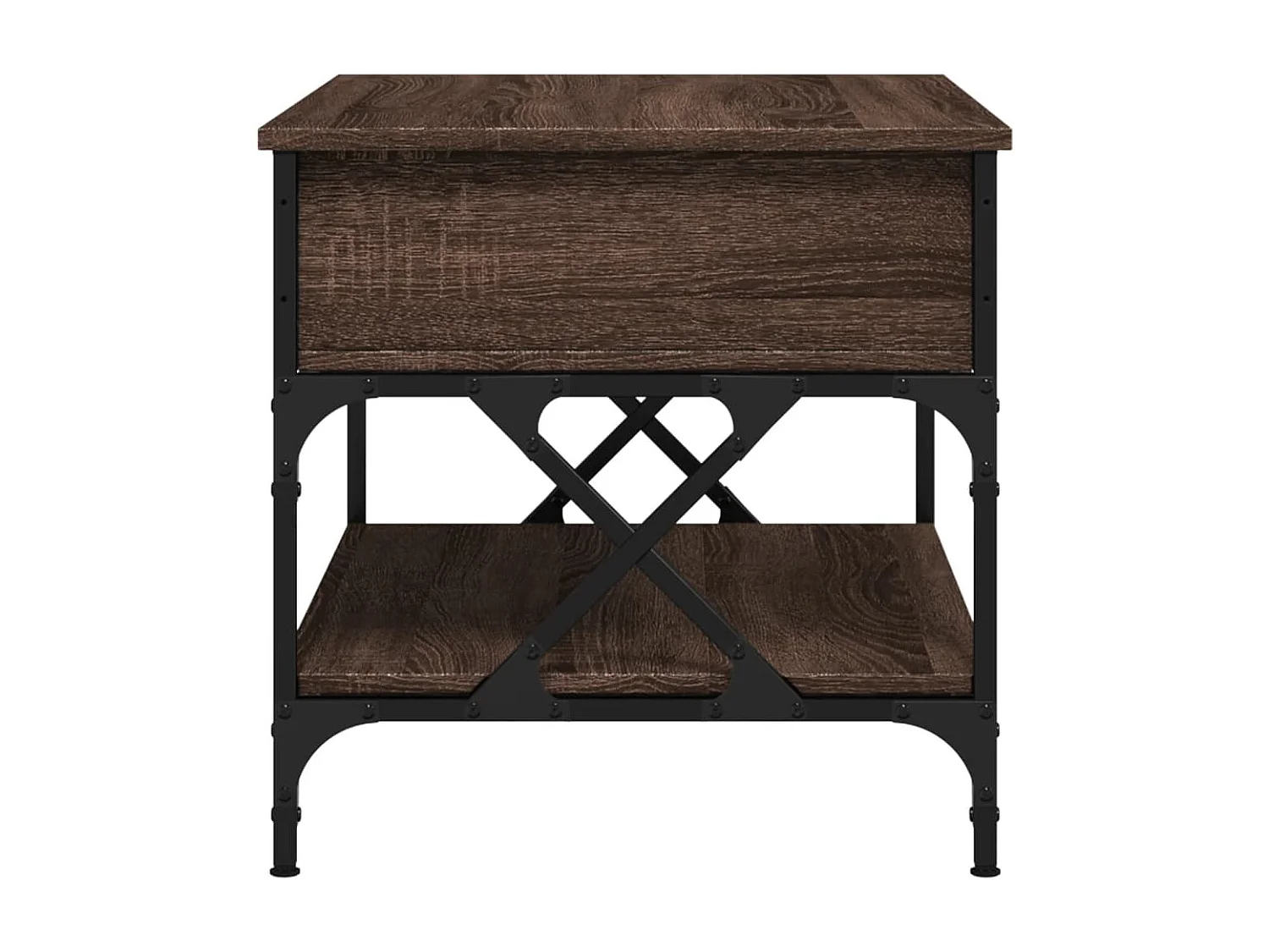 Couchtisch Braun Eichen-Optik 70x50x50 cm Holzwerkstoff Metall