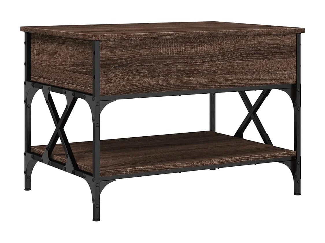Couchtisch Braun Eichen-Optik 70x50x50 cm Holzwerkstoff Metall