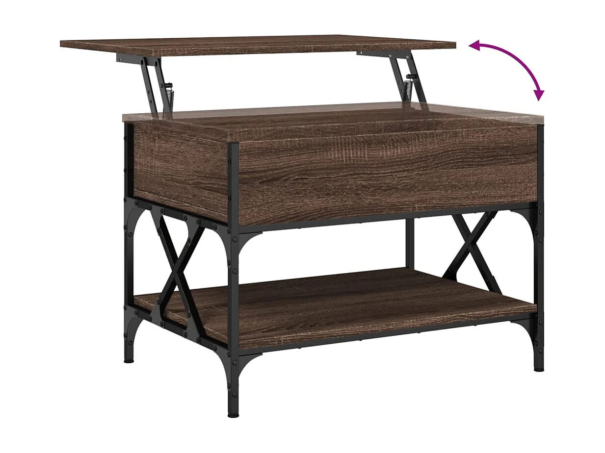 Couchtisch Braun Eichen-Optik 70x50x50 cm Holzwerkstoff Metall