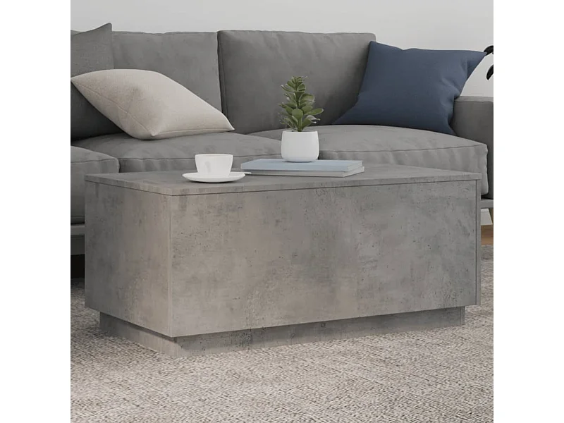 Tavolino da Soggiorno con Luci LED Grigio Cemento 90x50x40 cm