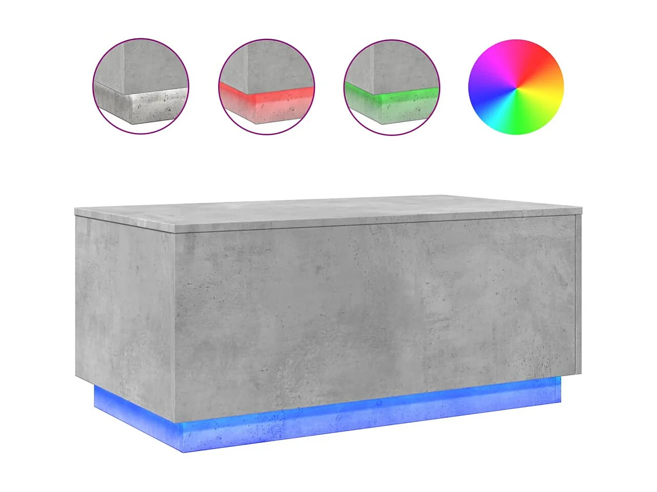 Couchtisch mit LED-Leuchten Betongrau 90x50x40 cm