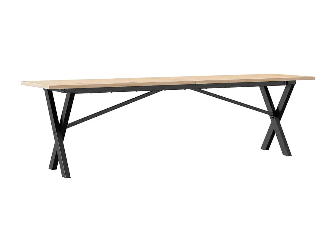 Table basse cadre en X 160x40x45 cm bois de pin massif et acier