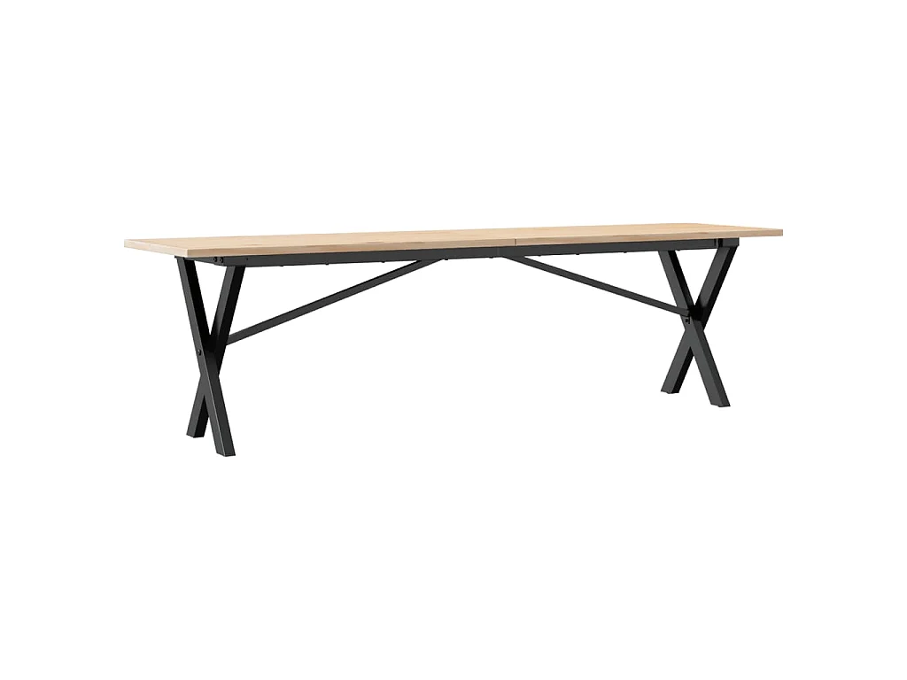 Tavolino Salotto Telaio a X 160x40x45 cm Legno Pino e Acciaio