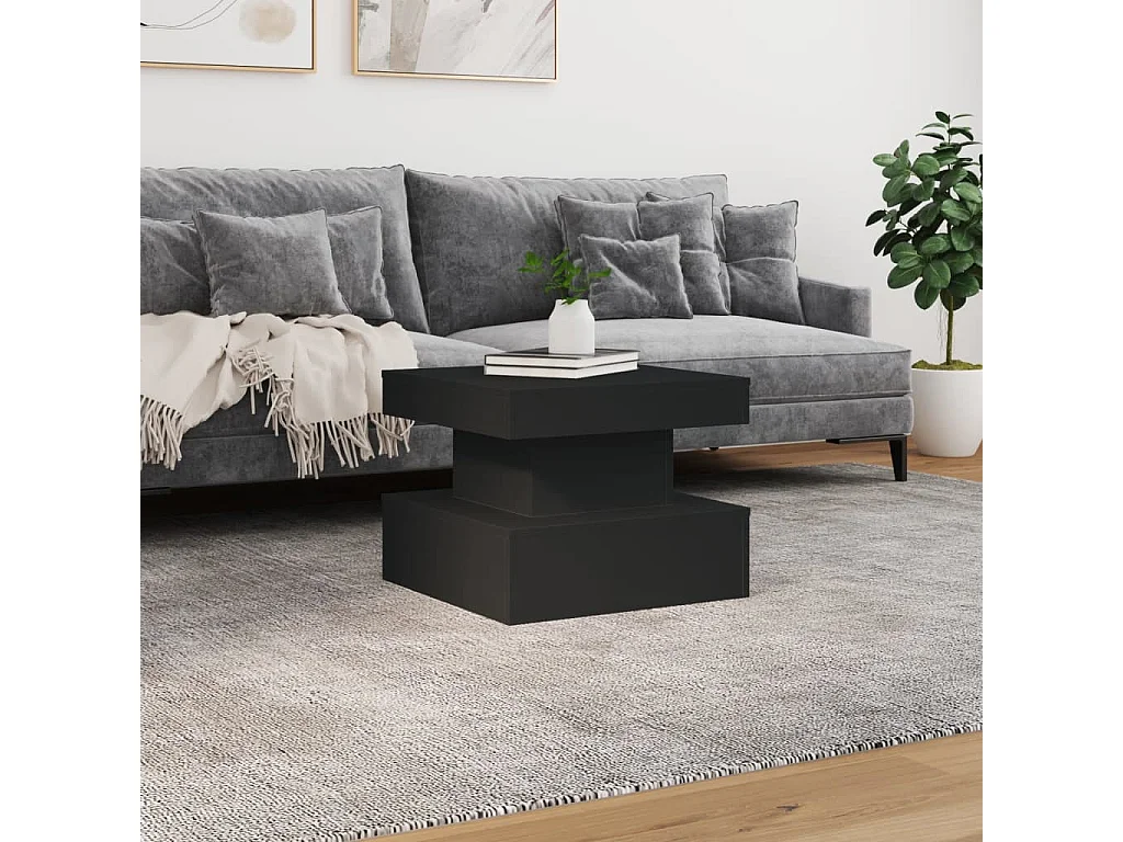 Tavolino da Salotto con Luci LED Nero 50x50x40 cm