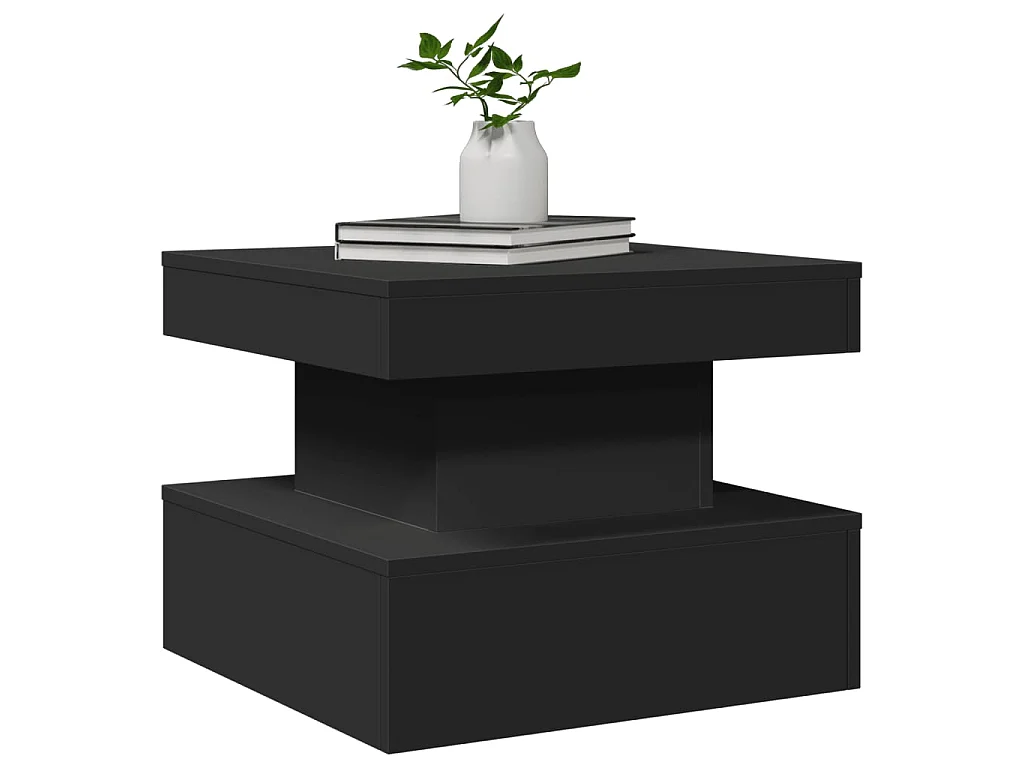 Tavolino da Salotto con Luci LED Nero 50x50x40 cm