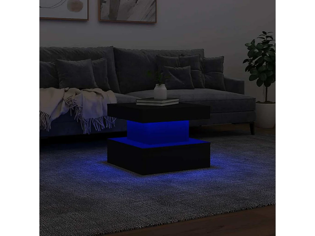 Mesa de centro con luces LED negro 50x50x40 cm