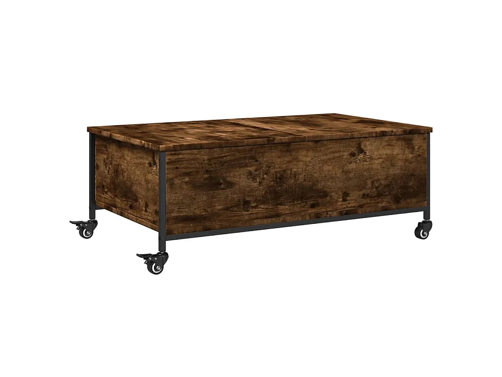 Couchtisch mit Rollen Räuchereiche 91x55x34 cm Holzwerkstoff