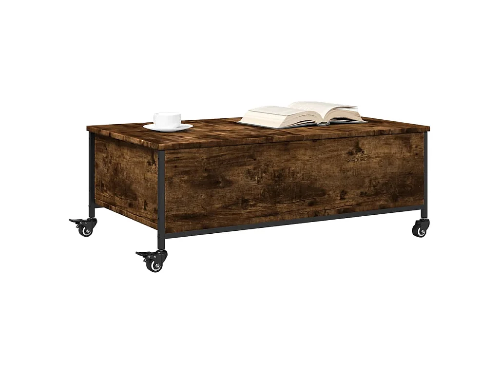 Couchtisch mit Rollen Räuchereiche 91x55x34 cm Holzwerkstoff