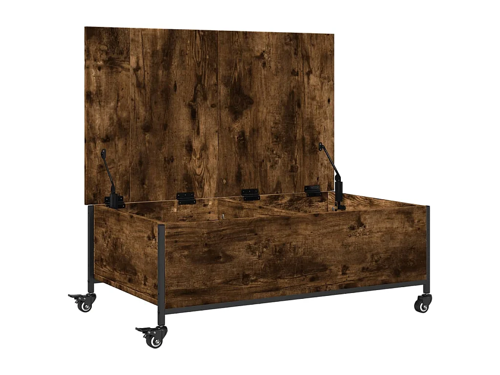 Couchtisch mit Rollen Räuchereiche 91x55x34 cm Holzwerkstoff