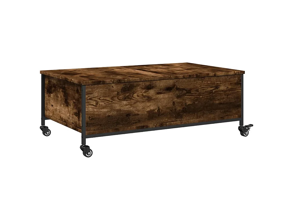 Couchtisch mit Rollen Räuchereiche 91x55x34 cm Holzwerkstoff