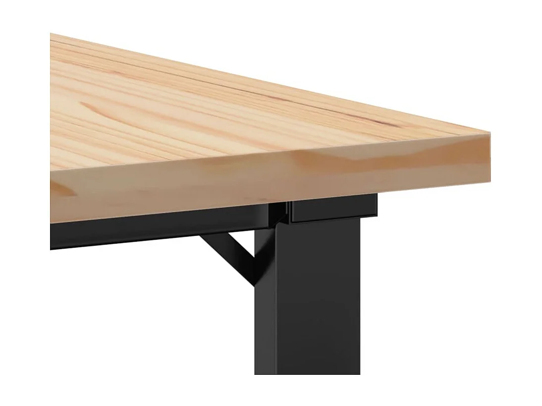 Table basse cadre en O 70x70x40,5cm bois de pin massif et acier