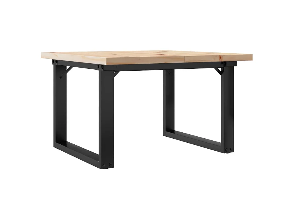 Table basse cadre en O 70x70x40,5cm bois de pin massif et acier