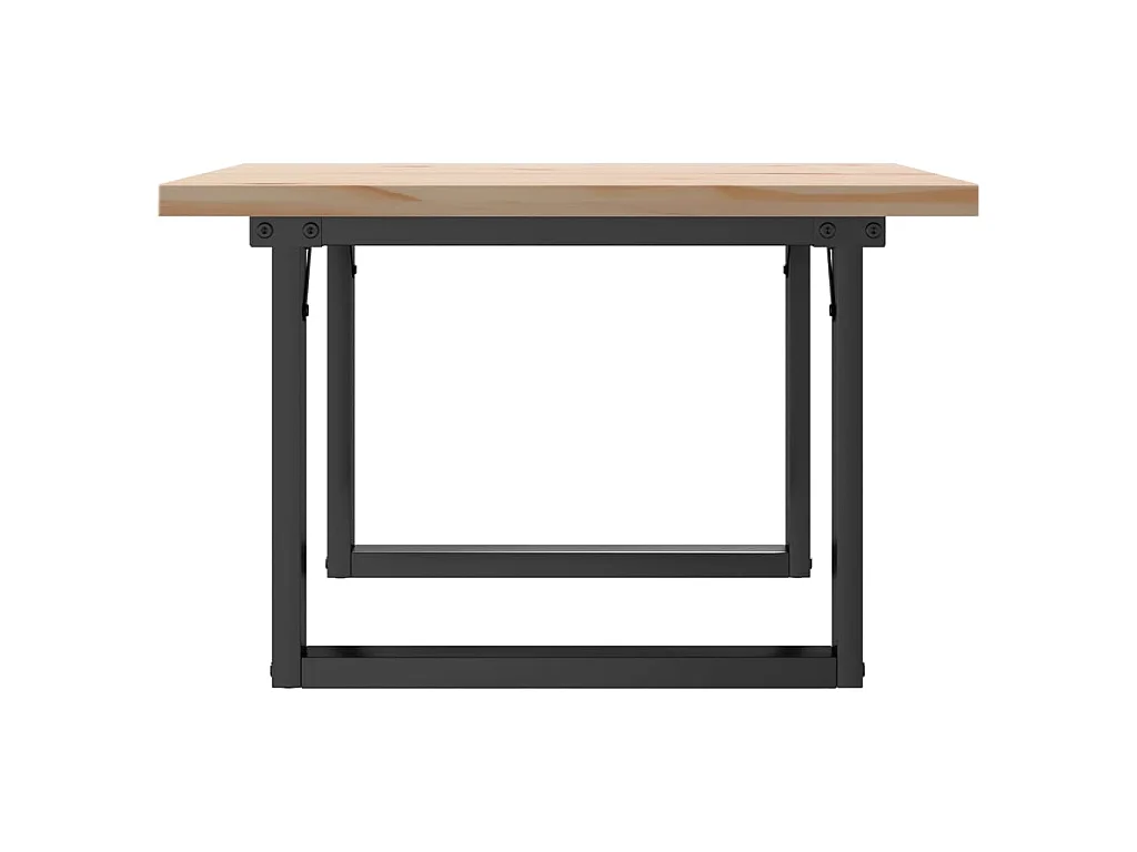 Table basse cadre en O 70x70x40,5cm bois de pin massif et acier