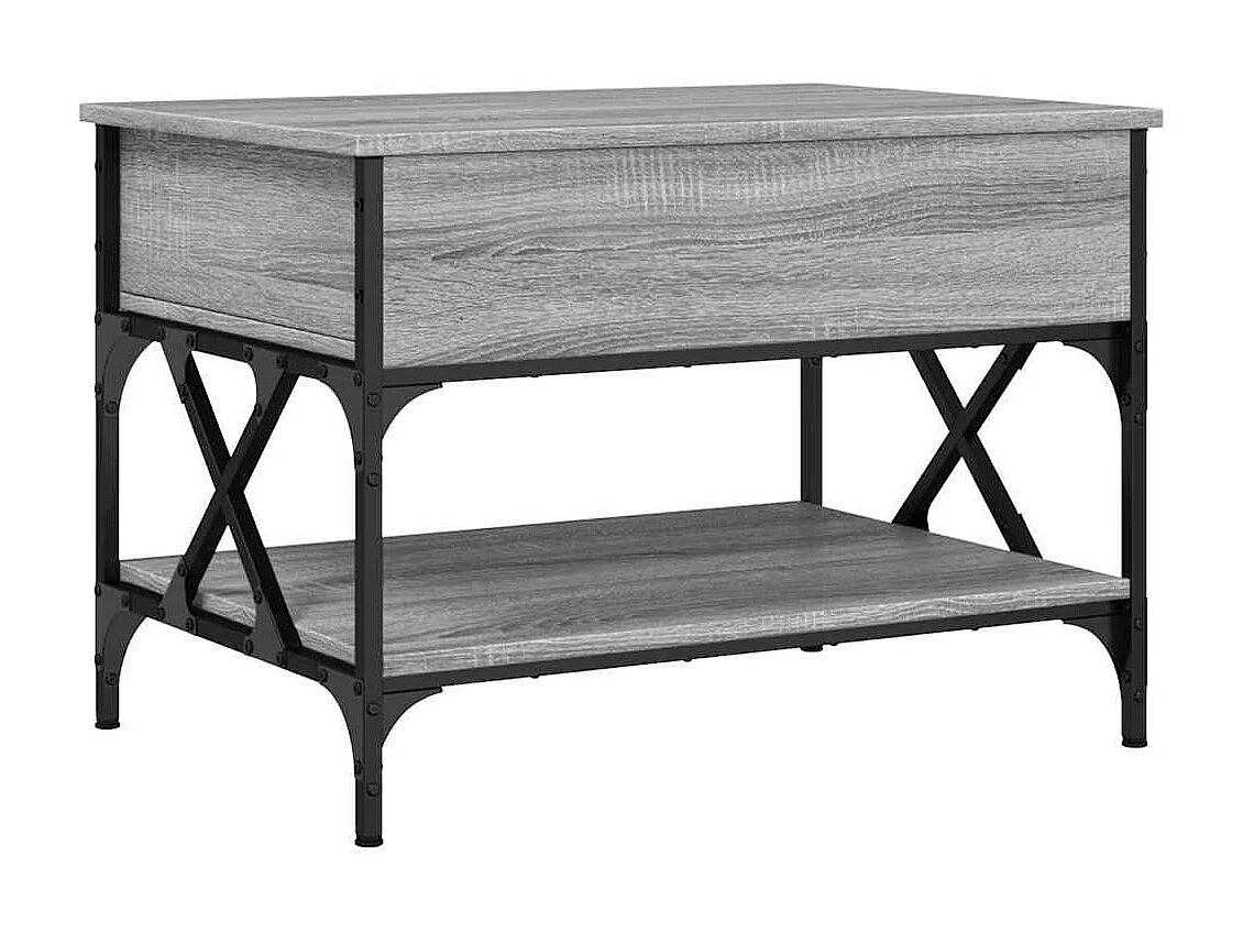 Table basse sonoma gris 70x50x50 cm bois d'ingénierie et métal