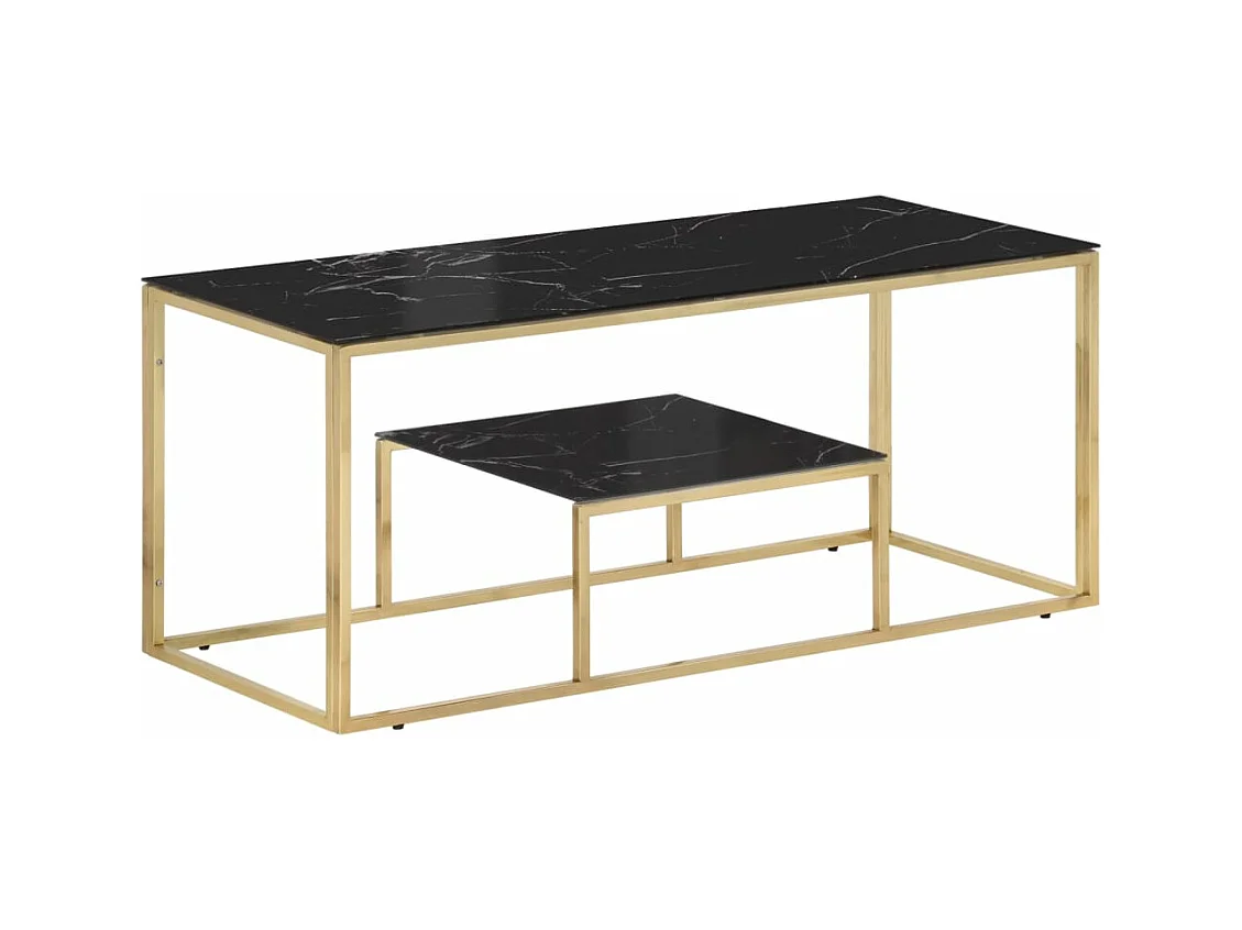 Table basse doré acier inoxydable et verre trempé