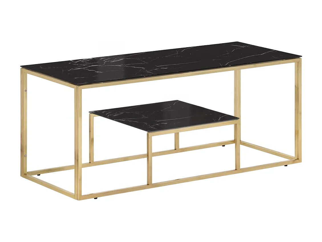 Table basse doré acier inoxydable et verre trempé