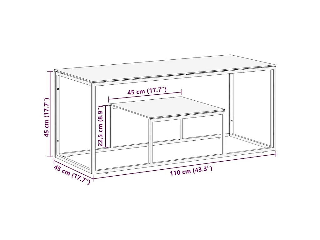 Table basse doré acier inoxydable et verre trempé