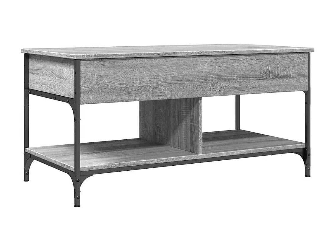 Table basse sonoma gris 100x50x50 cm bois d'ingénierie et métal