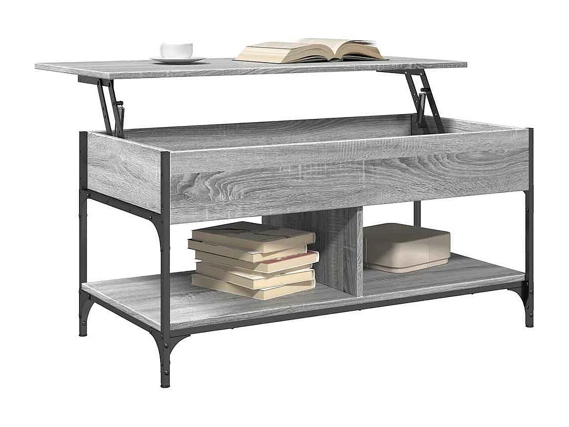 Table basse sonoma gris 100x50x50 cm bois d'ingénierie et métal