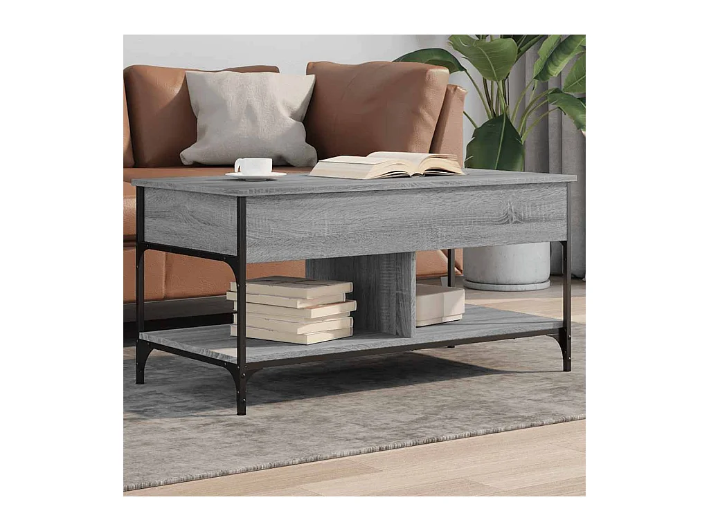 Couchtisch Grau Sonoma 100x50x50 cm Holzwerkstoff und Metall