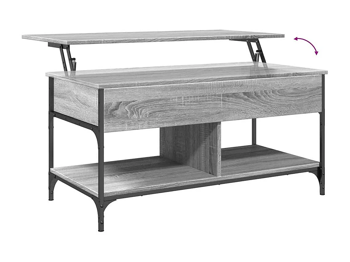 Table basse sonoma gris 100x50x50 cm bois d'ingénierie et métal