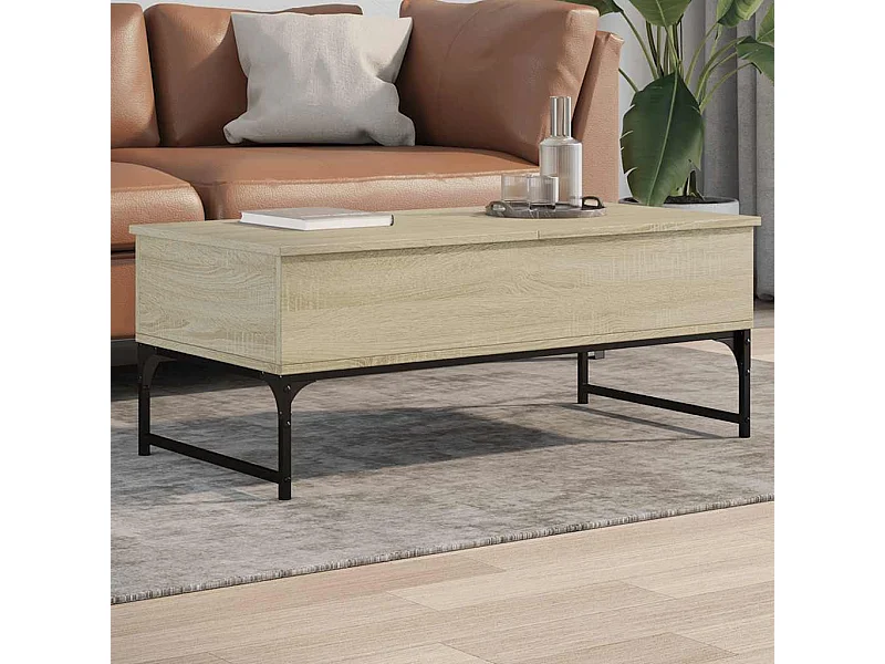Salontafel 100x50x40 cm bewerkt hout en metaal sonoma eiken