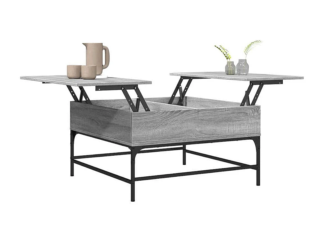 Tavolino Salotto Grigio Sonoma 80x80x45 cm Multistrato Metallo