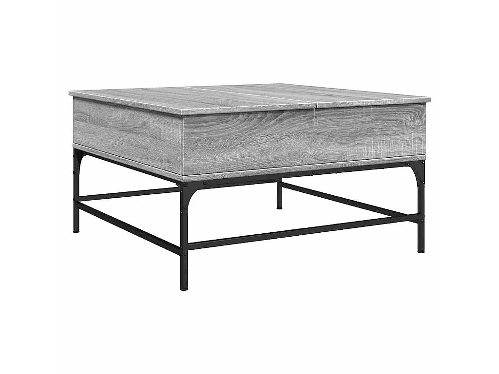 Salontafel 80x80x45 cm bewerkt hout en metaal grijs sonoma