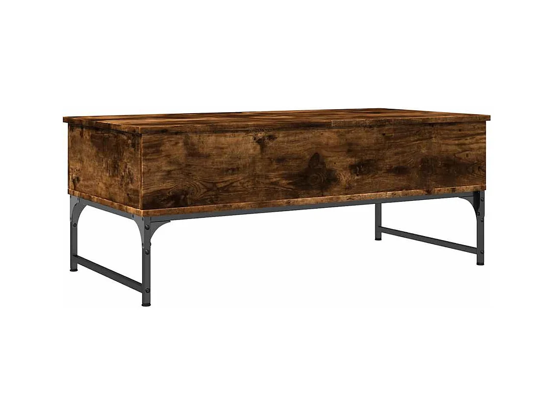 Table basse chêne fumé 100x50x40 cm bois d'ingénierie et métal