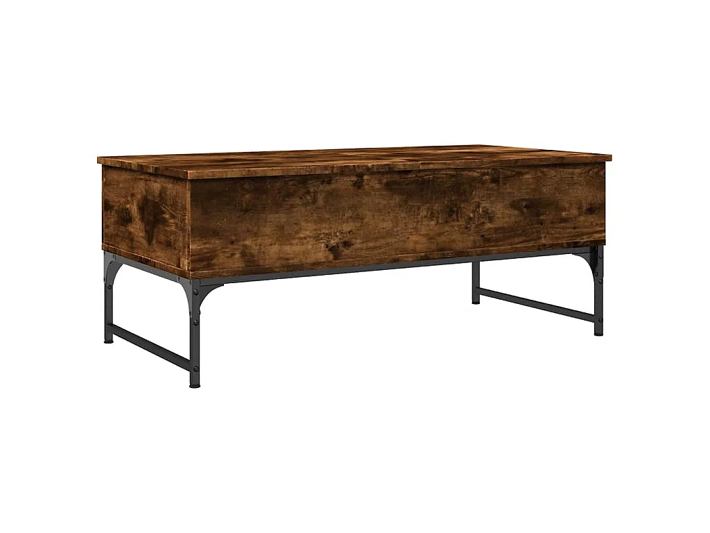 Table basse chêne fumé 100x50x40 cm bois d'ingénierie et métal