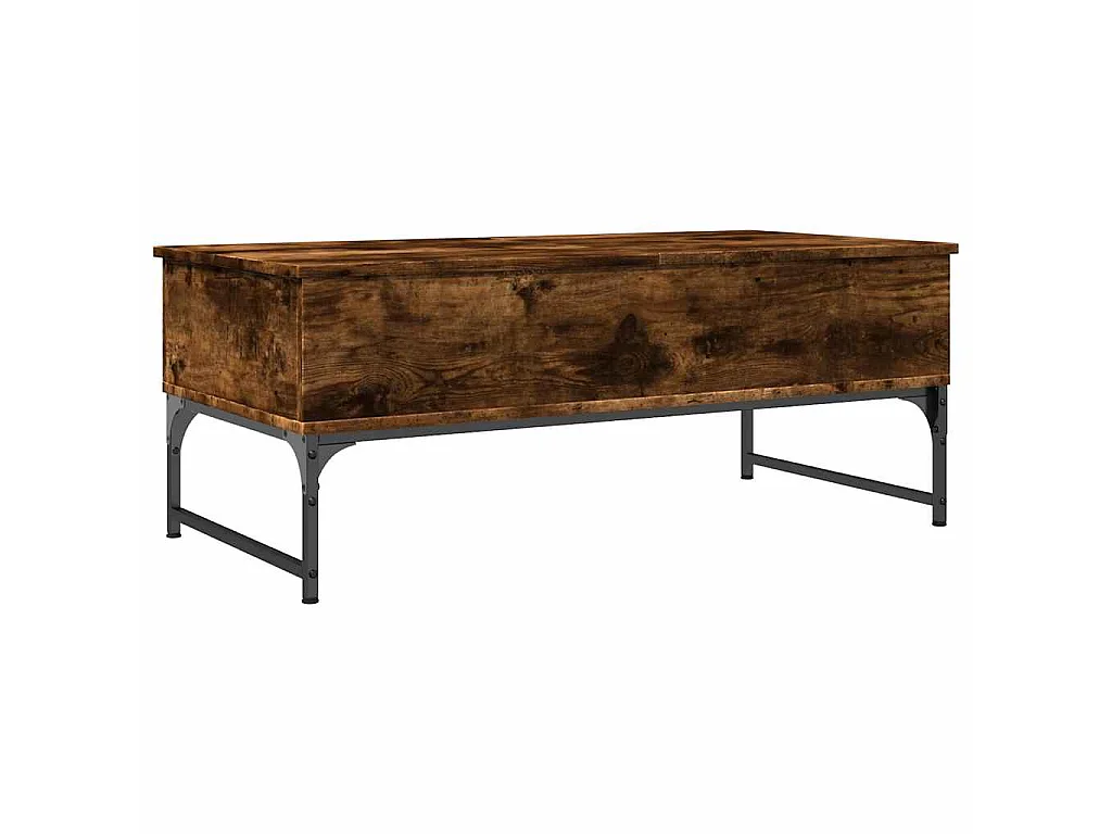 Table basse chêne fumé 100x50x40 cm bois d'ingénierie et métal
