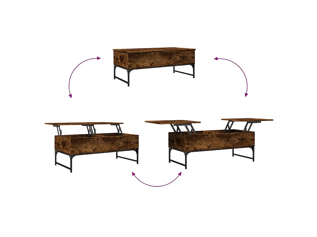 Table basse chêne fumé 100x50x40 cm bois d'ingénierie et métal