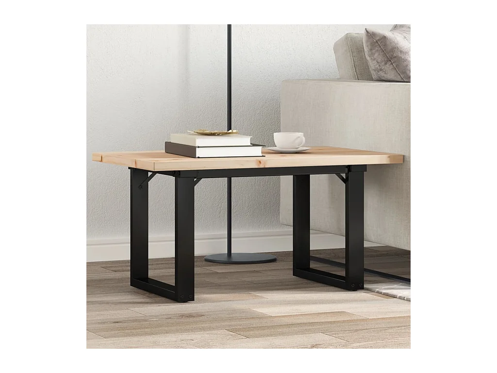 Table basse cadre en O 80x50x40,5cm bois de pin massif et acier
