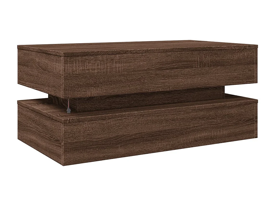 Table basse avec lumières LED chêne marron 90x50x40 cm