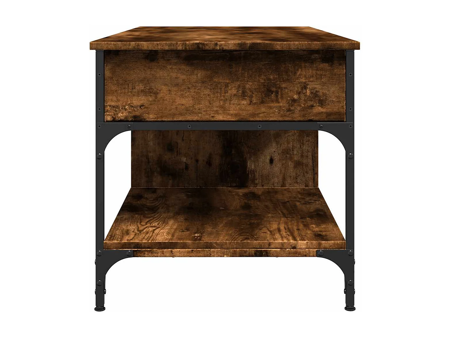 Table basse chêne fumé 100x50x50 cm bois d'ingénierie et métal