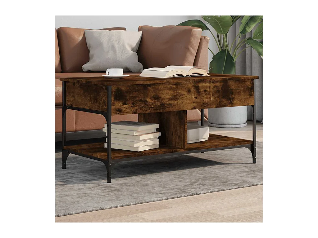 Couchtisch Räuchereiche 100x50x50 cm Holzwerkstoff und Metall
