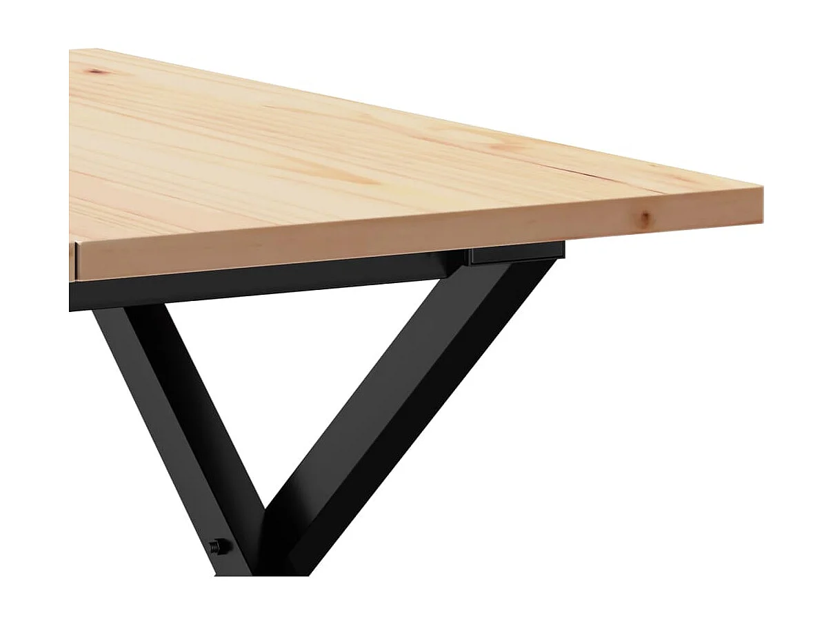 Table basse cadre en X 60x60x40 cm bois de pin massif et acier