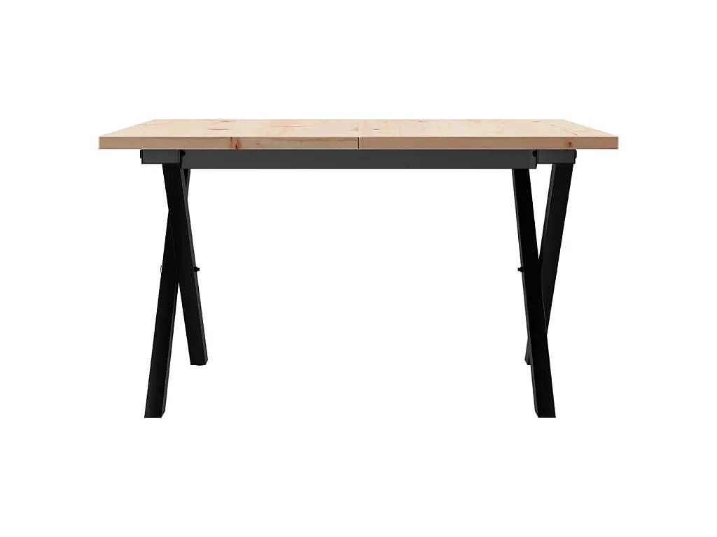 Mesa de centro marco X madera maciza pino y acero 60x60x40 cm