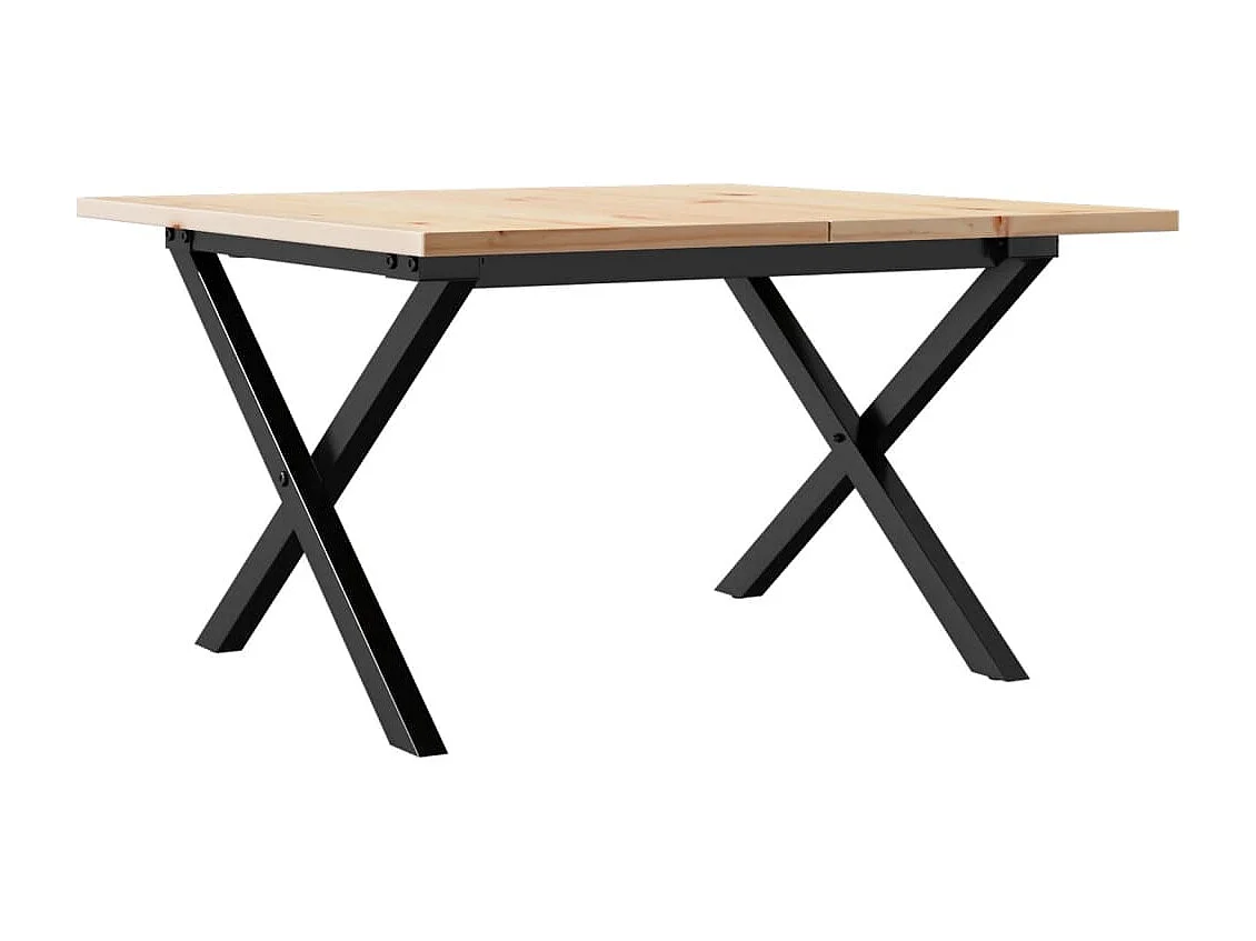 Mesa de centro marco X madera maciza pino y acero 60x60x40 cm