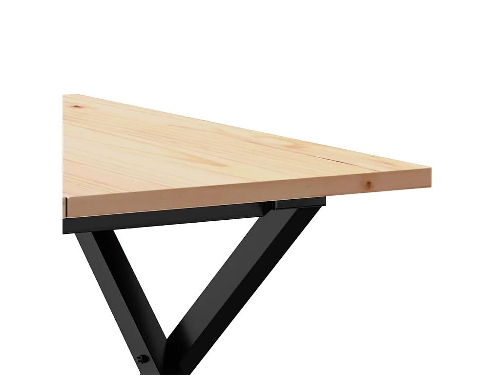 Mesa de centro marco X madera maciza pino y acero 60x60x40 cm