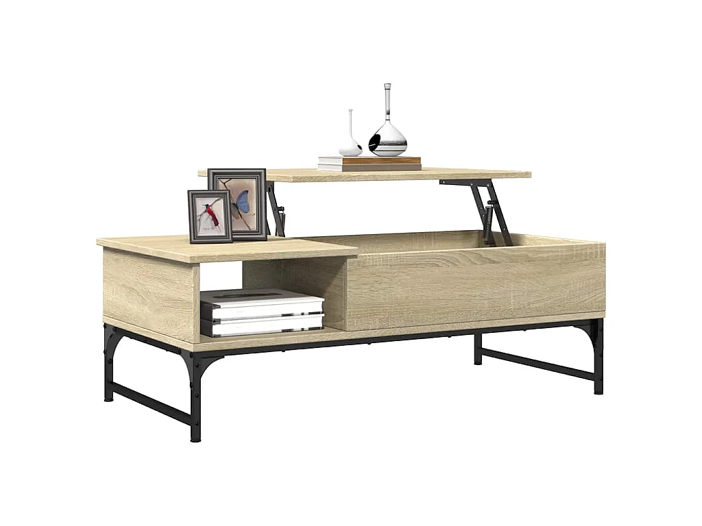 Table basse chêne sonoma 100x50x35cm bois d'ingénierie et métal