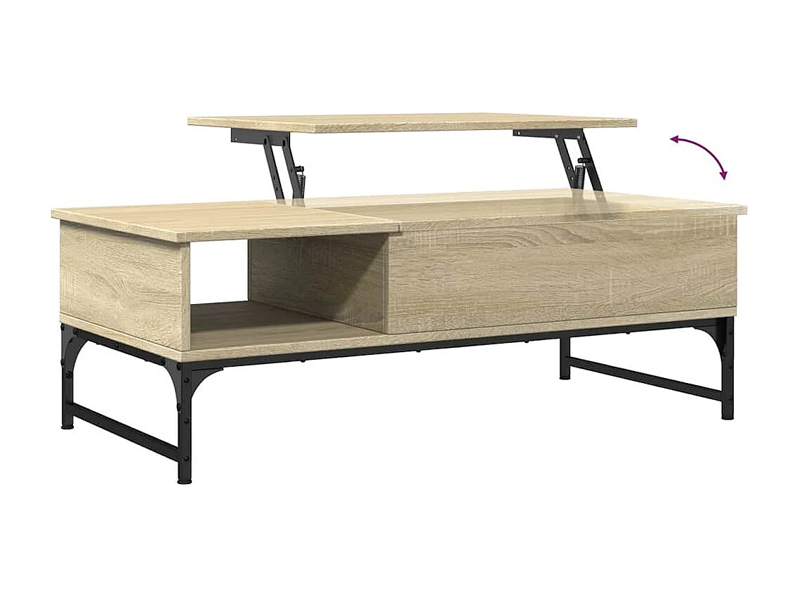 Table basse chêne sonoma 100x50x35cm bois d'ingénierie et métal