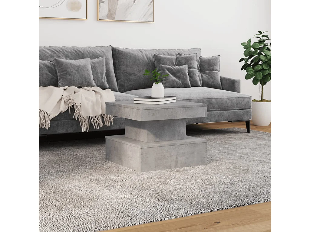 Couchtisch mit LED-Leuchten Betongrau 50x50x40 cm