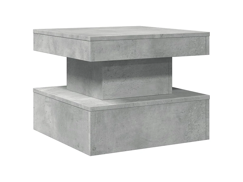 Table basse avec lumières LED gris béton 50x50x40 cm
