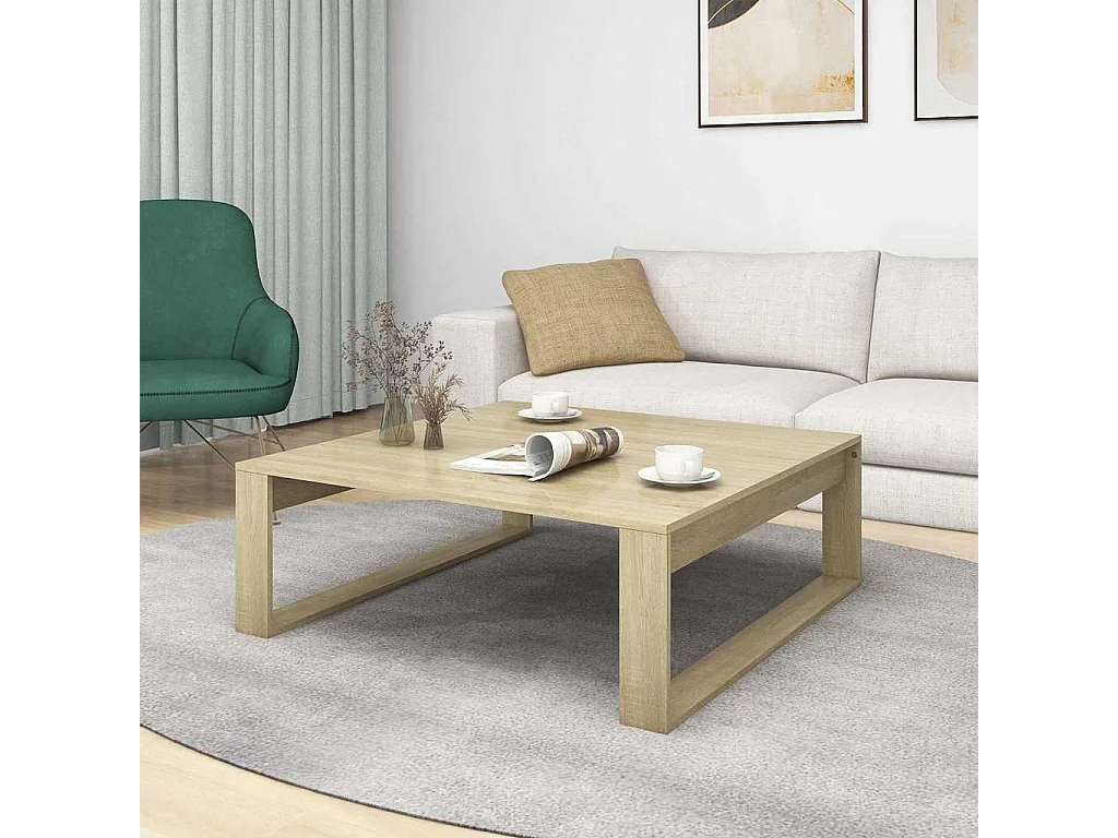 Salontafel 100x100x35 cm bewerkt hout sonoma eikenkleurig