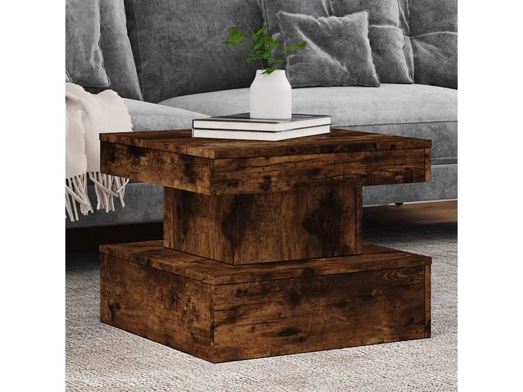 Salontafel met metalen poten 50x50x40 cm gerookt eikenkleurig